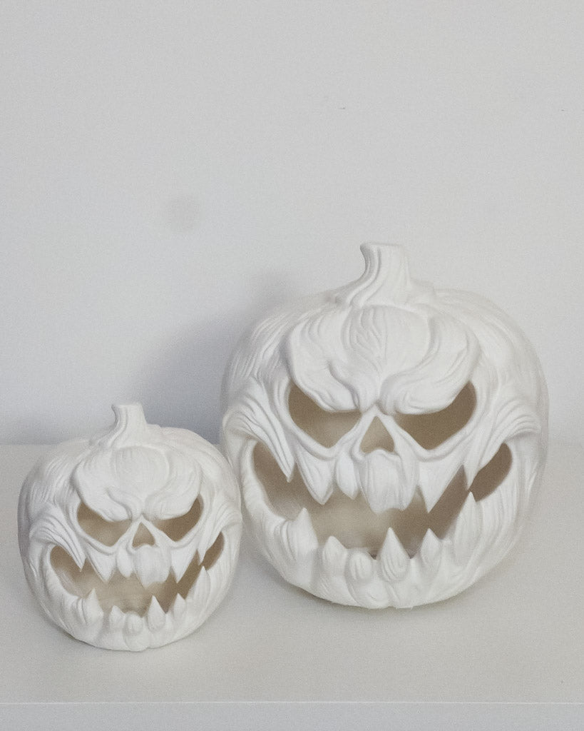 Spuk-Kürbis in Mattem Weiß, groß und klein – Halloween-Deko zum Bemalen, TAO Dekor